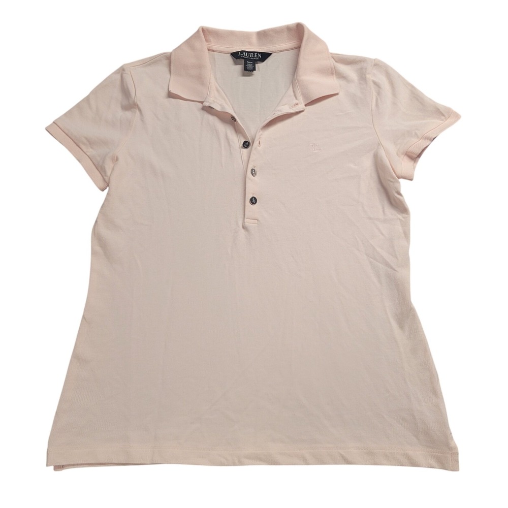 Lauren Ralph Lauren Womens Pink Pique Polo Shirt PM M Short Sleeve RL Logo